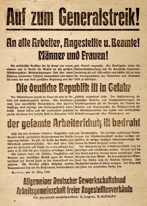 Aufruf zum Generalstreik 1920
